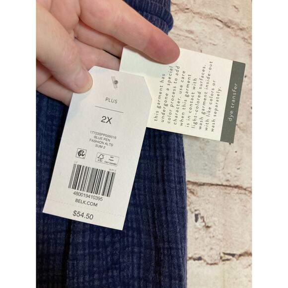 Wonderly Gauze Lounge Pants Womens 2X Navy Elastic Waist Pull On Frayed Hem Plus - Picture 12 of 16